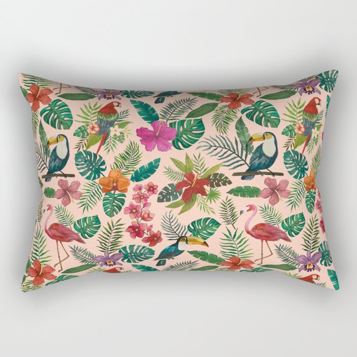 Tropical Bird Pattern Rectangular Pillow Gallery Image 2