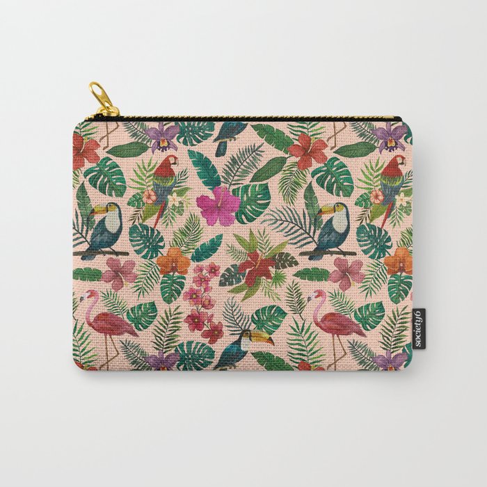 Tropical Bird Pattern Carry All Pouch Gallery Image 1