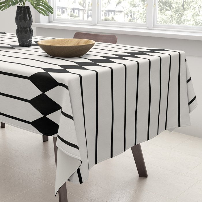 Minimal Geometric Pattern - Black Tablecloth Gallery Image 3