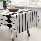 Minimal Geometric Pattern - Black Tablecloth Gallery Image 3