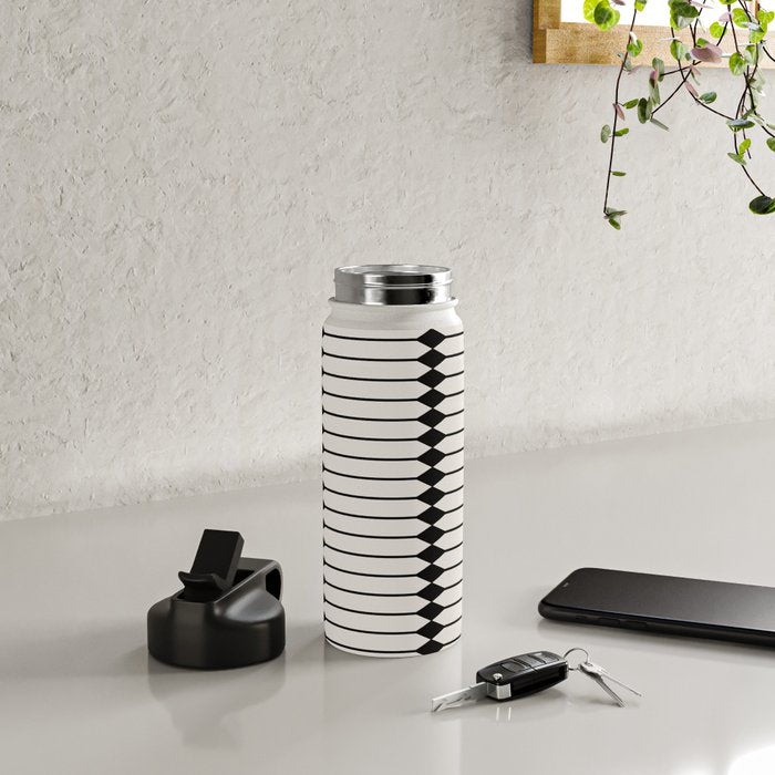 Minimal Geometric Pattern - Black Water Bottle Gallery Image 4