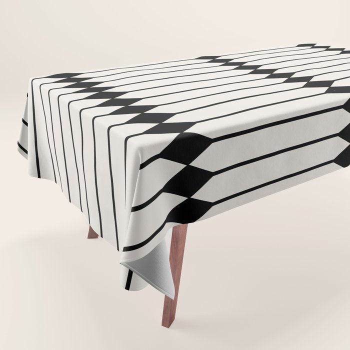 Minimal Geometric Pattern - Black Tablecloth Gallery Image 1