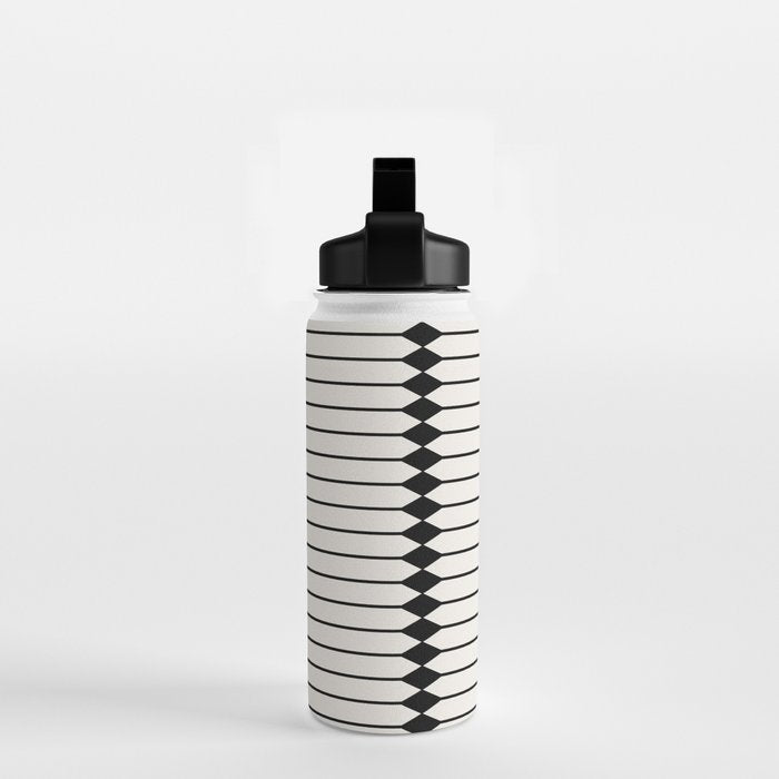 Minimal Geometric Pattern - Black Water Bottle Gallery Image 2