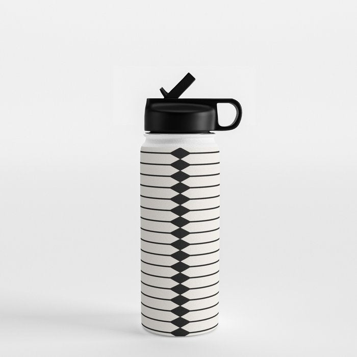 Minimal Geometric Pattern - Black Water Bottle Gallery Image 1