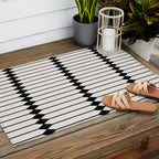 Minimal Geometric Pattern - Black Outdoor Rug Gallery Image 2