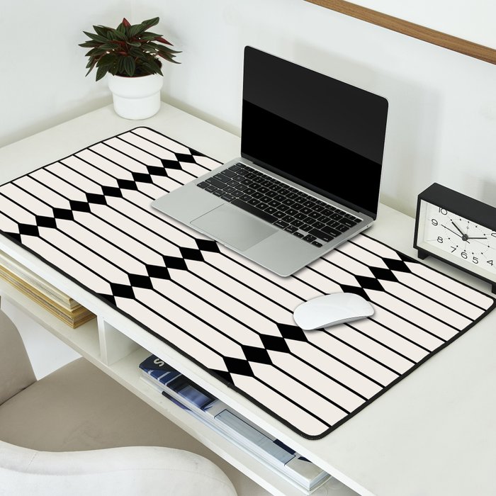 Minimal Geometric Pattern - Black Desk Mat Gallery Image 2