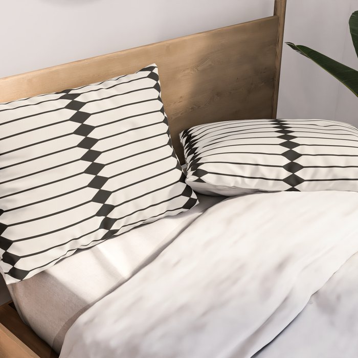 Minimal Geometric Pattern - Black Pillow Sham Gallery Image 2