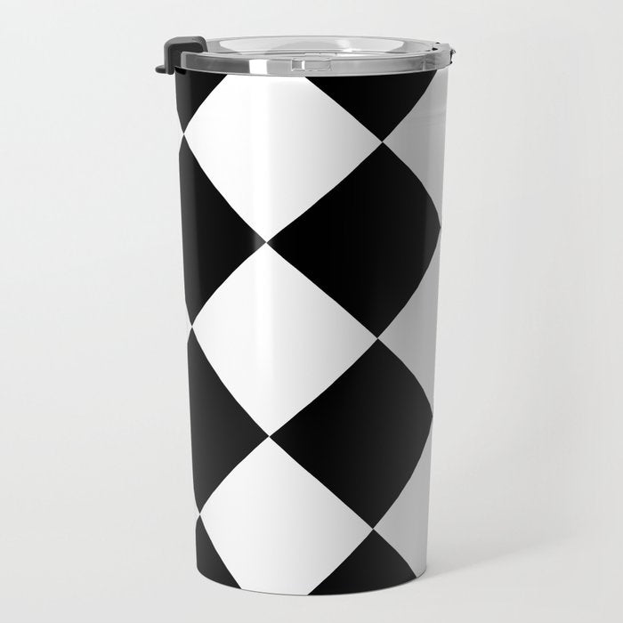 Checkered (Black and White) Travel Mug Gallery Image 3