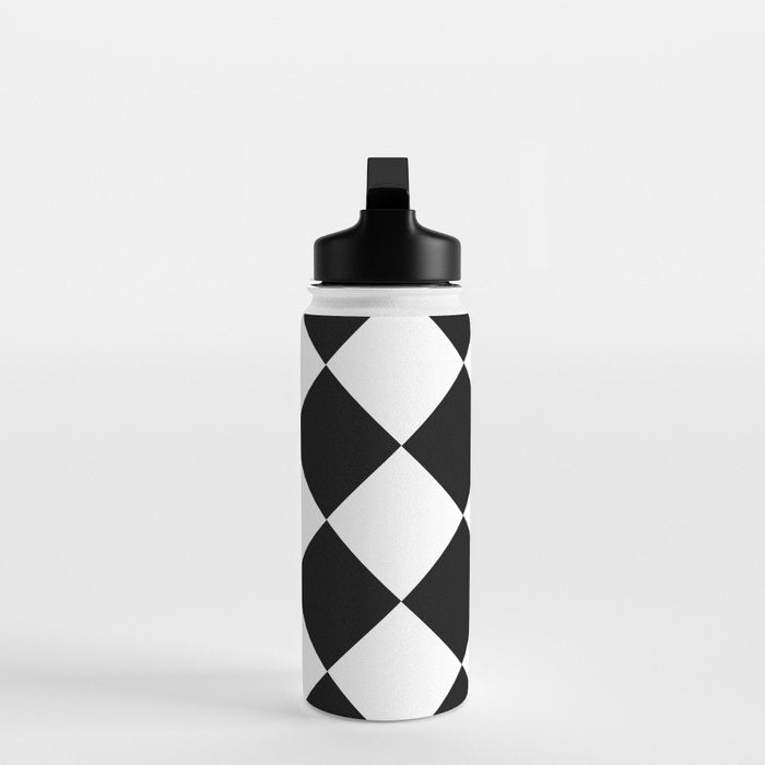 Checkered (Black and White) Water Bottle Gallery Image 3
