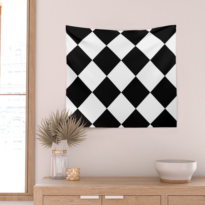 Checkered (Black and White) Wall Tapestry Gallery Image 2