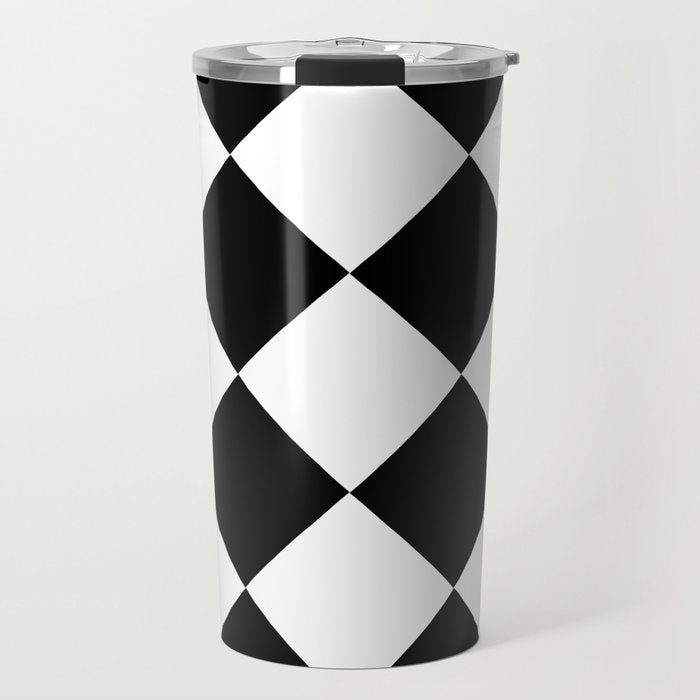 Checkered (Black and White) Travel Mug Gallery Image 1
