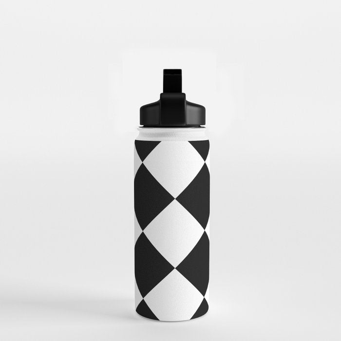 Checkered (Black and White) Water Bottle Gallery Image 2