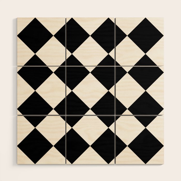 Checkered (Black and White) Wood Wall Art Gallery Image 1