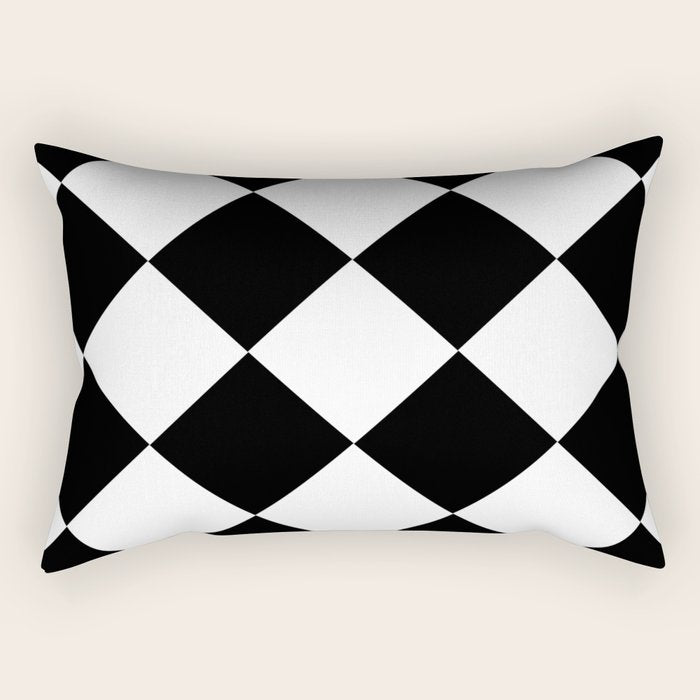 Checkered (Black and White) Rectangular Pillow Gallery Image 1