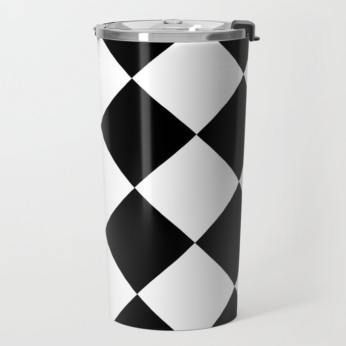 Checkered (Black and White) Travel Mug Gallery Image 2