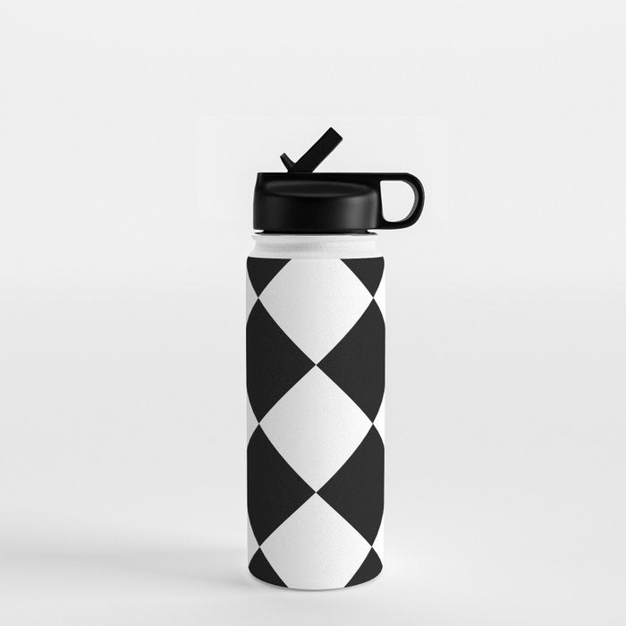 Checkered (Black and White) Water Bottle Gallery Image 1