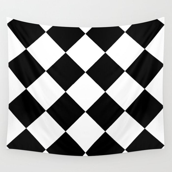 Checkered (Black and White) Wall Tapestry Gallery Image 4