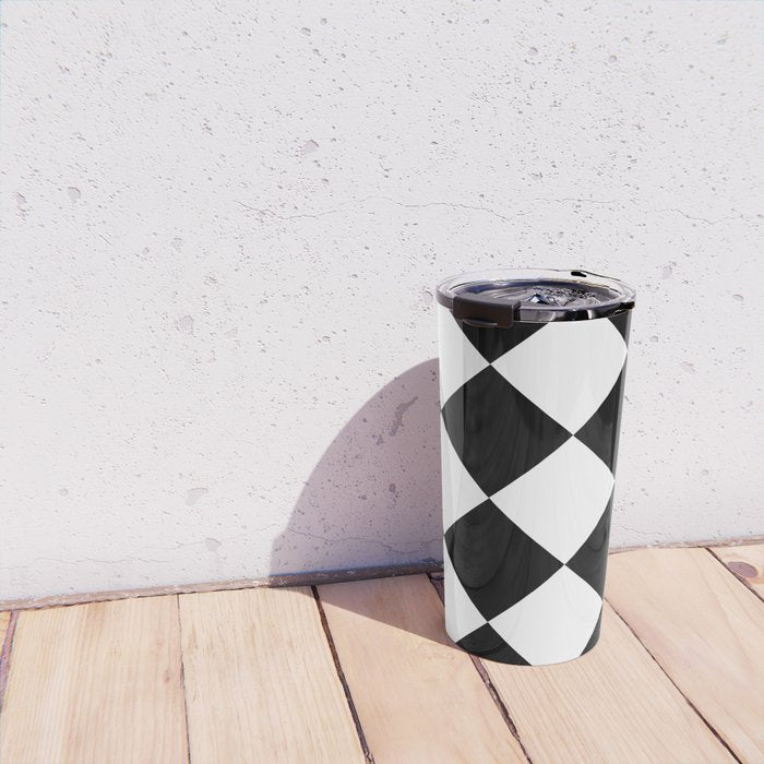 Checkered (Black and White) Travel Mug Gallery Image 4