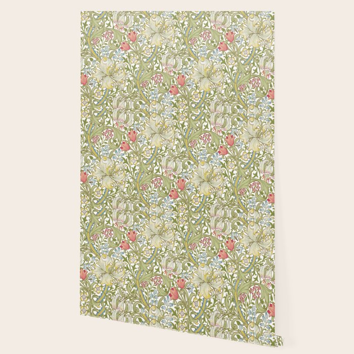 William Morris Golden Lily White Floral Wallpaper Gallery Image 2