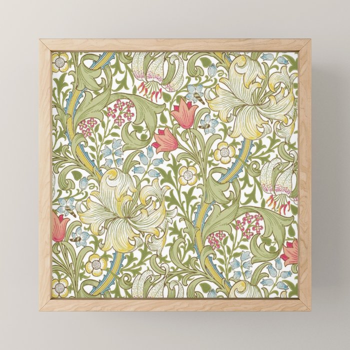 William Morris Golden Lily White Floral Mini Art Print Gallery Image 1