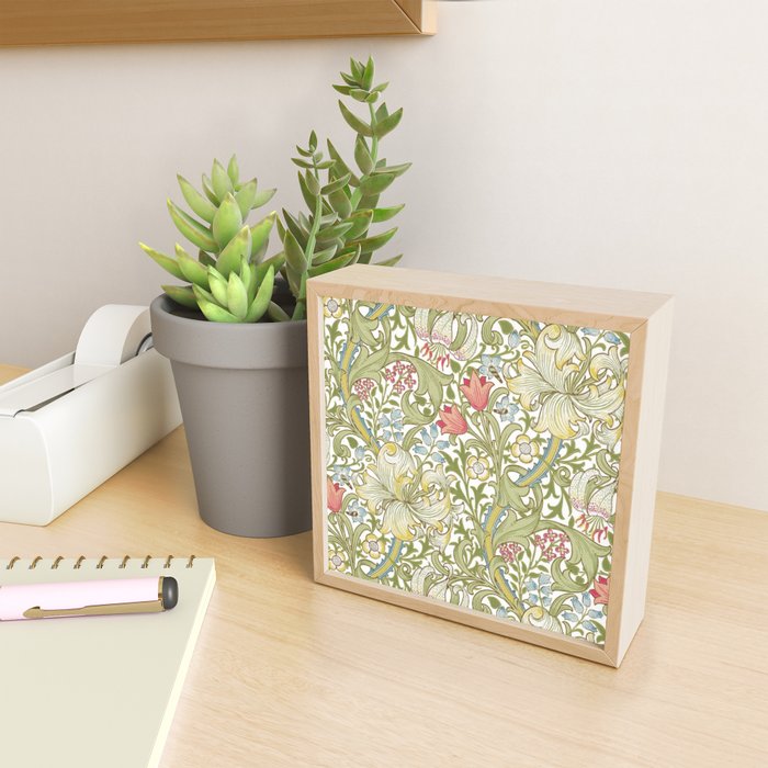 William Morris Golden Lily White Floral Mini Art Print Gallery Image 2