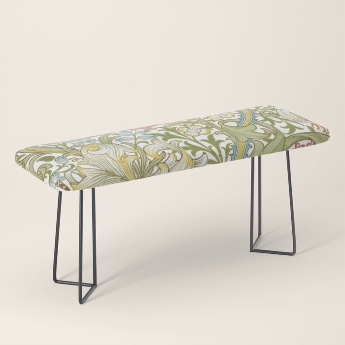 William Morris Golden Lily White Floral Bench Gallery Image 1