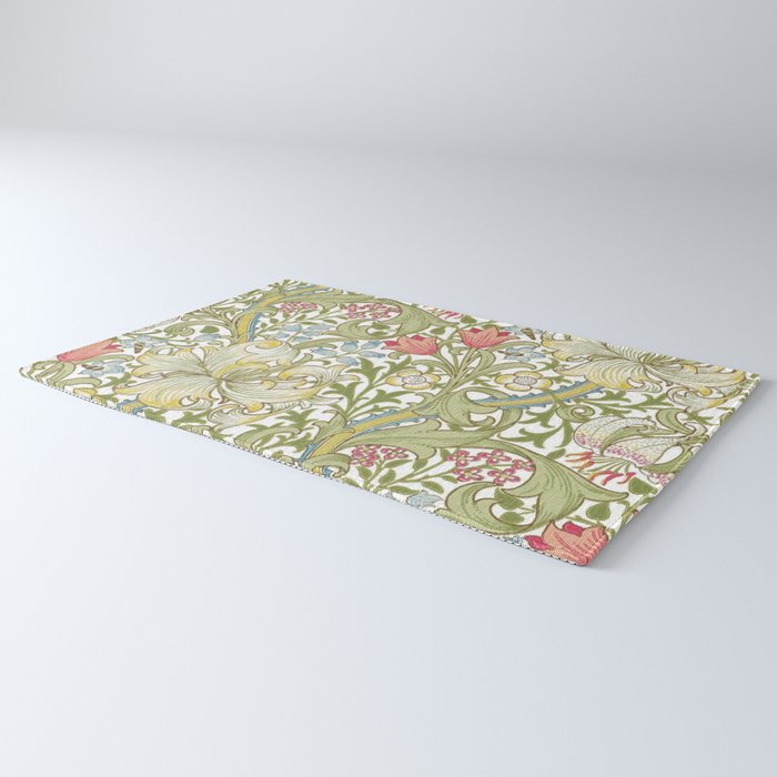 William Morris Golden Lily White Floral Rug Gallery Image 3