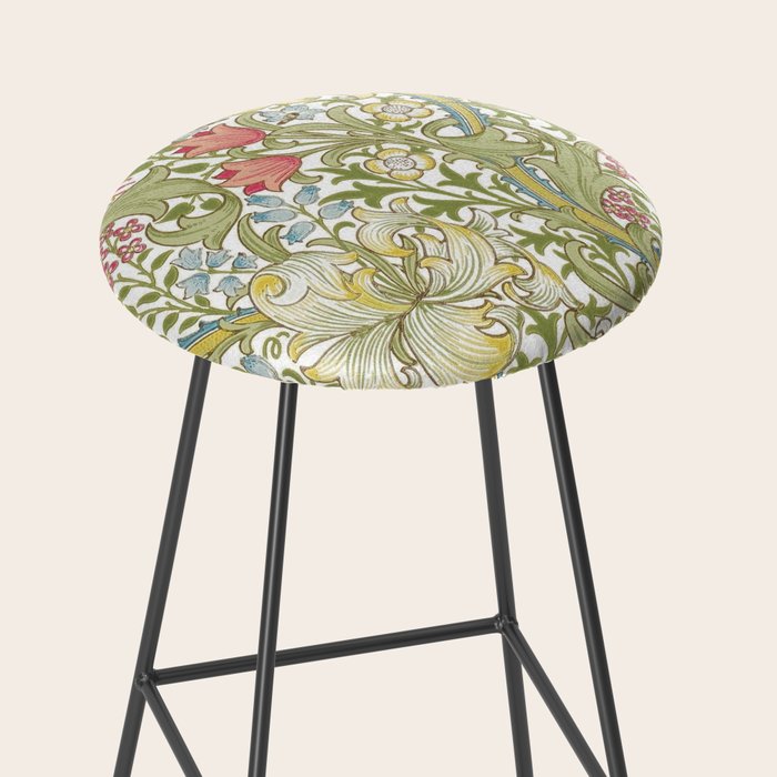 William Morris Golden Lily White Floral Stool Gallery Image 2