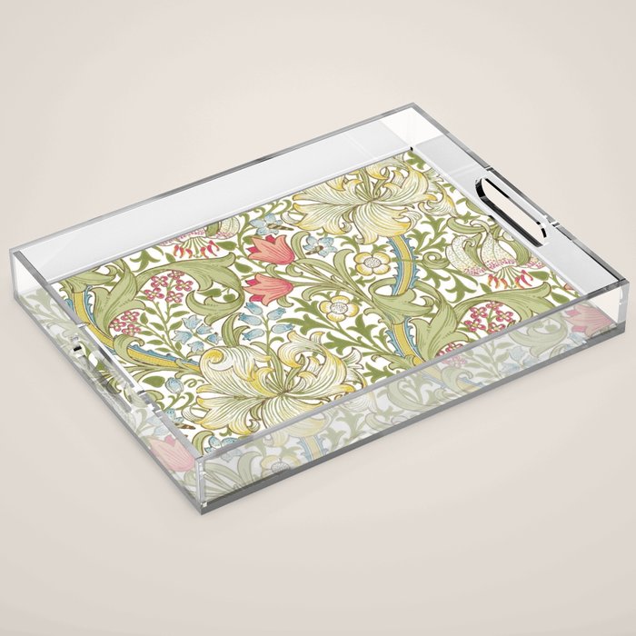 William Morris Golden Lily White Floral Acrylic Tray Gallery Image 1