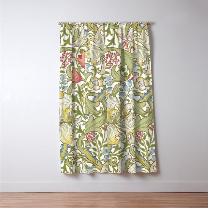 William Morris Golden Lily White Floral Window Curtain Gallery Image 3