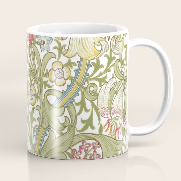 William Morris Golden Lily White Floral Coffee Mug Gallery Image 1