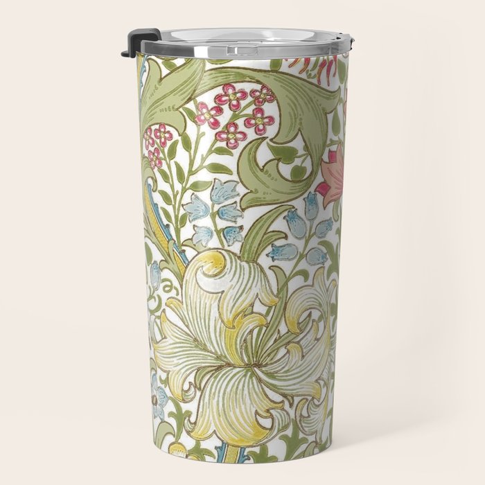 William Morris Golden Lily White Floral Travel Mug Gallery Image 3