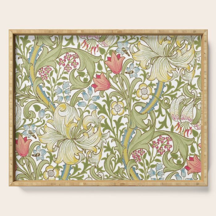 William Morris Golden Lily White Floral Serving Tray Gallery Image 1