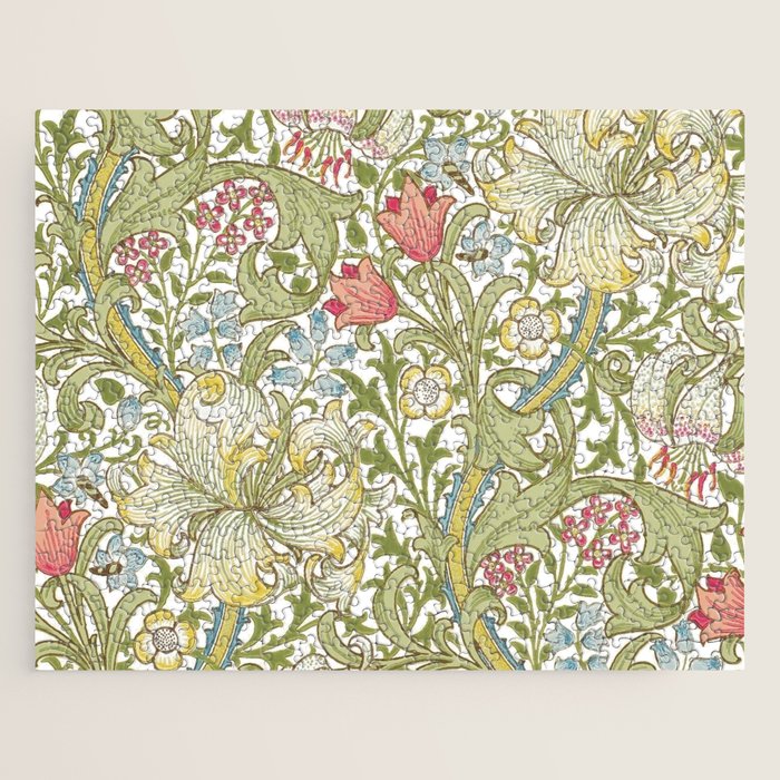 William Morris Golden Lily White Floral Jigsaw Puzzle Gallery Image 1