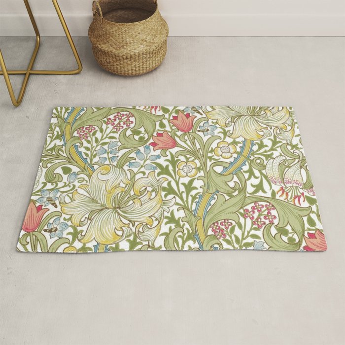 William Morris Golden Lily White Floral Rug Gallery Image 1