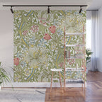 William Morris Golden Lily White Floral Wall Mural Gallery Image 1