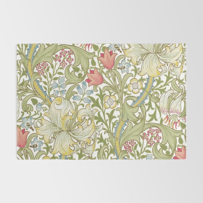 William Morris Golden Lily White Floral Rug Gallery Image 2