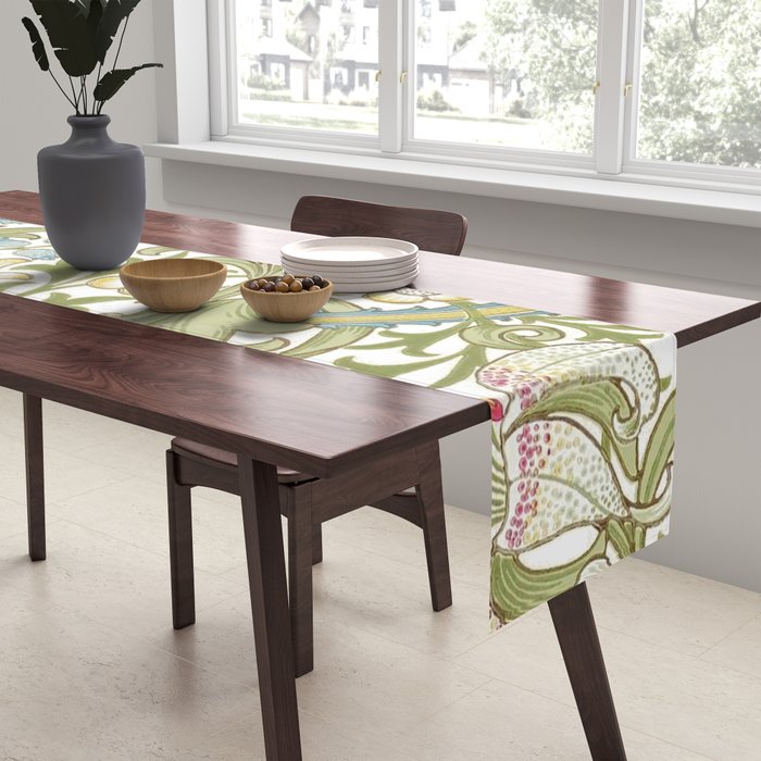 William Morris Golden Lily White Floral Table Runner Gallery Image 2