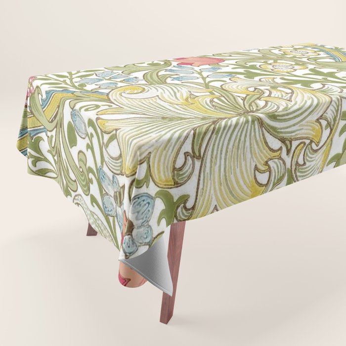 William Morris Golden Lily White Floral Tablecloth Gallery Image 1