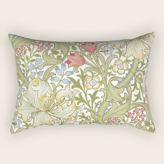 William Morris Golden Lily White Floral Rectangular Pillow Gallery Image 2