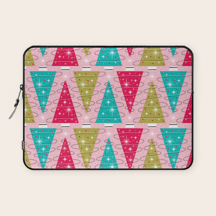 Christmas Tree Trimming Party Pink Laptop Sleeve Gallery Image 1