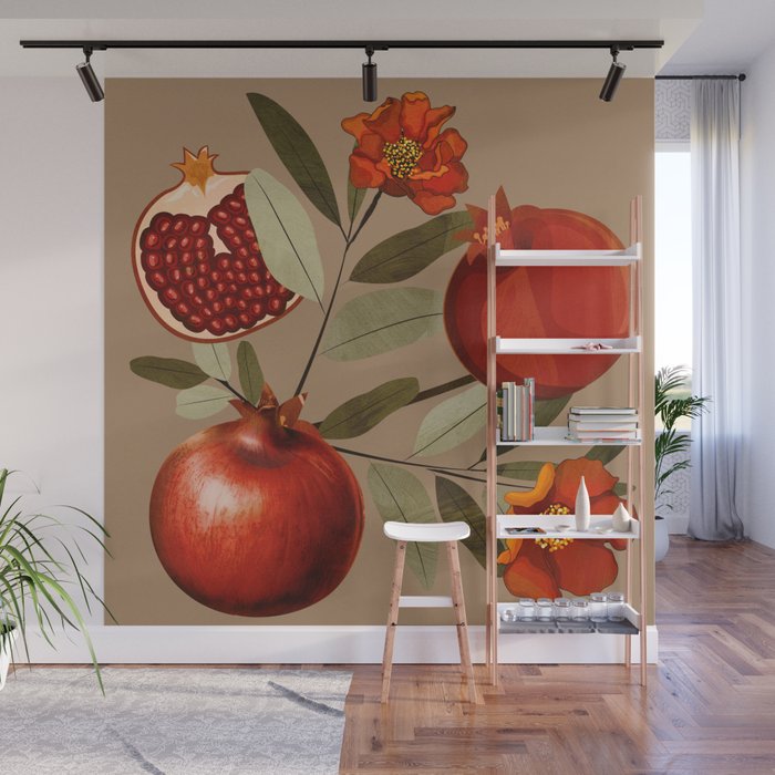 Pomegranate Botanical Art 1 Wall Mural Gallery Image 1