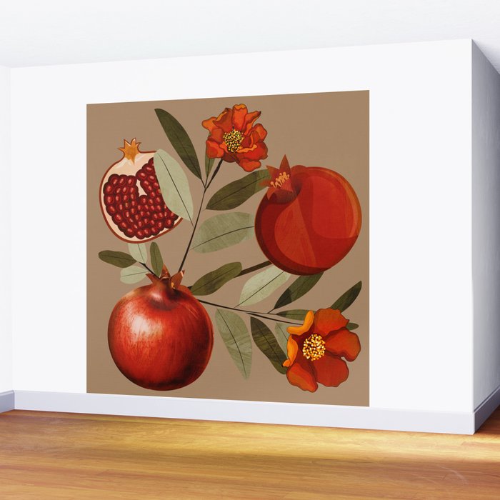 Pomegranate Botanical Art 1 Wall Mural Gallery Image 2