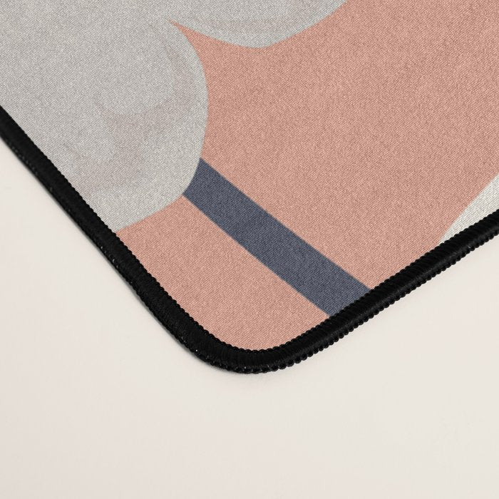 Modern, Boho, Floral Prints, Peach, Coral Gray, White Desk Mat Gallery Image 4