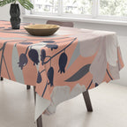 Modern, Boho, Floral Prints, Peach, Coral Gray, White Tablecloth Gallery Image 3