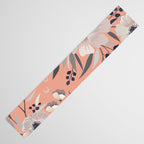 Modern, Boho, Floral Prints, Peach, Coral Gray, White Table Runner Gallery Image 3