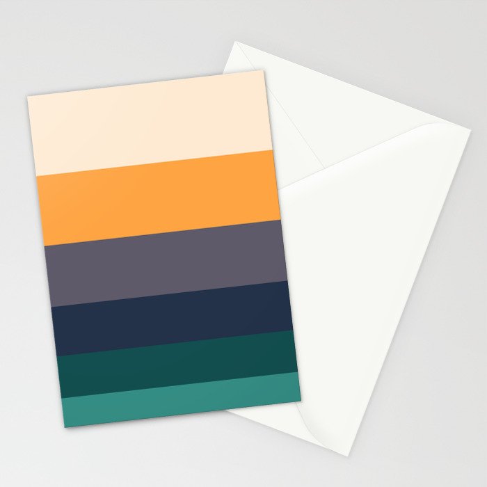 Mid Century Modern Minimalist Color Block Pattern Yellow Grey Green Stationery Card Gallery Image 2