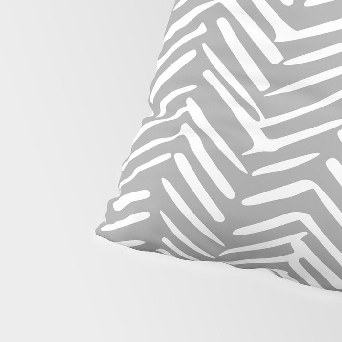 Abstract Herringbone Pattern, Rustic, Gray and White Pillow Sham Gallery Image 4