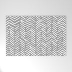 Abstract Herringbone Pattern, Rustic, Gray and White Welcome Mat Gallery Image 1