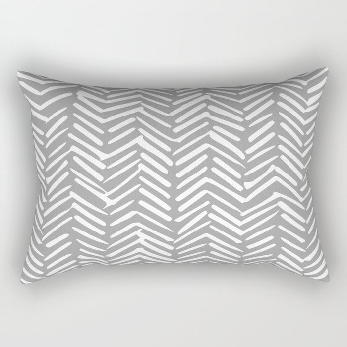 Abstract Herringbone Pattern, Rustic, Gray and White Rectangular Pillow Gallery Image 2